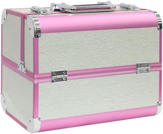 Large Capacity Aluminum Alloy Portable Makeup Case Tool Box Home Storage(Gray)