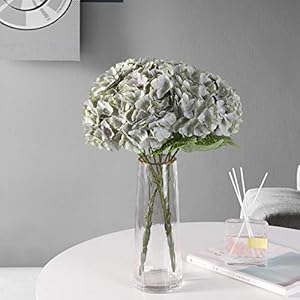 Jim's Cabin Artificial Flowers Silk Hydrangea Arrangements with 5 Big Heads Fake Flower Bunch Bouquet for Home Wedding Party Decor DIY(Mint Green) Jims Cabin Artificial Flowers Silk Hydrangea Arrangements with 5 Big Heads Fake Flower Bunch Bouquet for Home Wedding Party Decor DIYMint Green