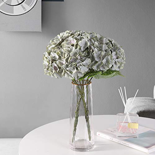Jims-Cabin-Artificial-Flowers-Silk-Hydrangea-Arrangements-with-5-Big-Heads-Fake-Flower-Bunch-Bouquet-for-Home-Wedding-Party-Decor-DIYMint-Green Jims Cabin Artificial Flowers Silk Hydrangea Arrangements with 5 Big Heads Fake Flower Bunch Bouquet for Home Wedding Party Decor DIYMint Green