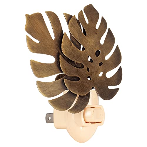 Image of CTW 370757 Antique Brass Monstera Leaf Night Light, 3.25-inch Height