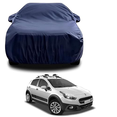 Sulfar 100% Water Resistant Car Body Cover Compatible with Mirror for Fiat Aventura (Triple Stitched, Full Bottom Elastic, Navy Blue)