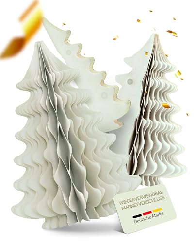 MJhomely® Papier Weihnachtsbaum Set [Grau, 3 Stück] - Faltbarer...
