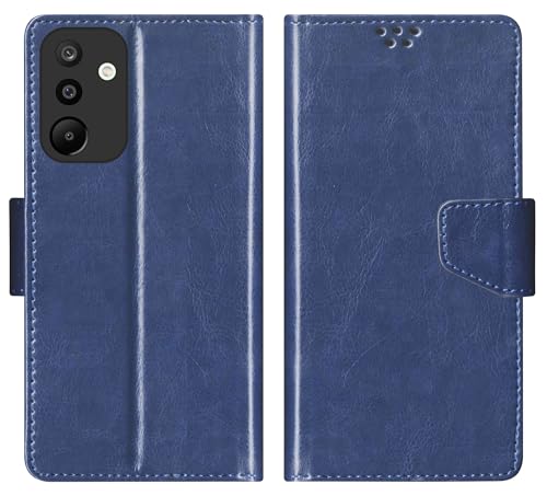 Image of SBMS Faux Leather Flip Cover for Samsung Galaxy M36 5G / Samsung Galaxy F36 5G Back Cover Case with Magnatic Closure | Inbuilt Stand | Card & Money Pocket (Blue)
