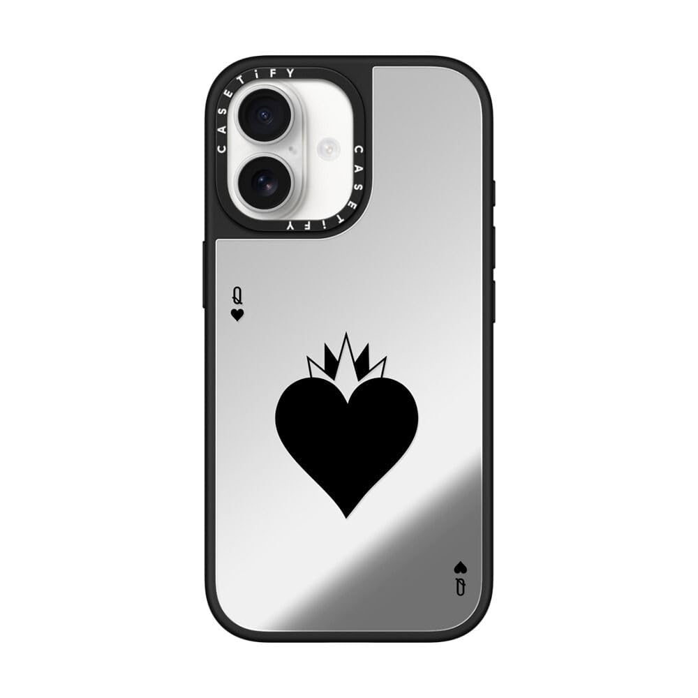 CASETiFY ミラー iPhone 17 ケース [鏡面(スマホカバー)/MagSafe対応/指紋防止] - Queen of heart - シルバー (ブラックバンパー)