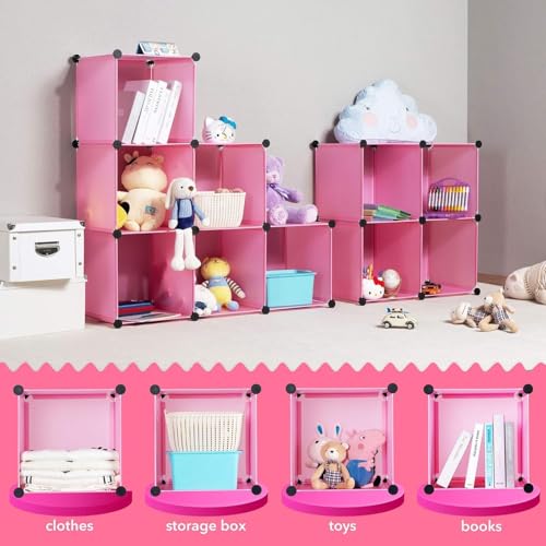 Image of Sunderlook Plastic Wardrobe for Kids Clothes - Collapsible Wardrobe, Easy to Use Anti-Skid & Non-Slip Effective Professional Foldable Plastic Cupboard for Kids, Home (Pink-R4, 10 Door)