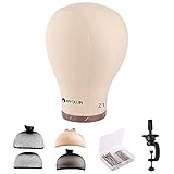 HYOUJIN 21'- 23'Cork Canvas Block Head Mannequin Head Wig Display Styling Head With Mount Hole 21'