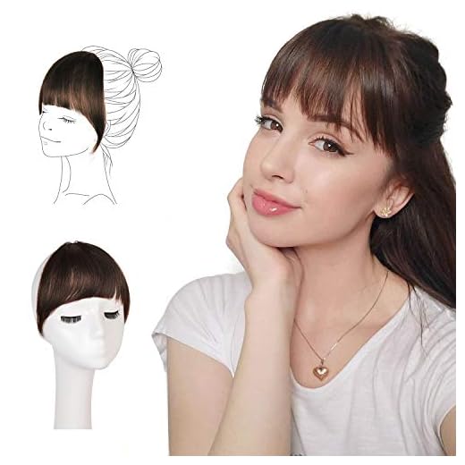 FESHFEN Flequillo Postizo Pelo Natural, Humano 100% Remy Hair de Cabello Natural Clip Una Pieza Flequillo Postizos Naturales para Mujer