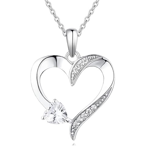 JELLYSEE Silver Necklace for Women, Dainty Cubic Zirconia Charm Necklaces 925 Sterling Silver Necklace Choker for Teen & Women Ladies