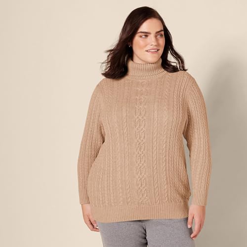 Image of Amazon Essentials Women's Long Sleeve Fisherman Cable Knit Turtleneck Sweater (Available in Plus Size)