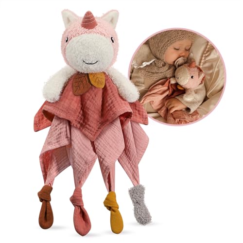 Nueplay Ultraweiches Einhorn Schmusetuch für Babys & Kleinkinder - Must-Have Baby Erstausstattung Neugeborene & Kuscheltier für Mädchen | Geschenke zur Geburt