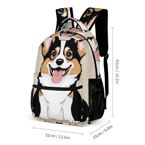 Backpack Bookbag Set Funny Corgi Dogs Cookies (1) Backpack with Lunch Bags and Makeup Bag Shoulder Bag with Lunch Box Storage Bags2