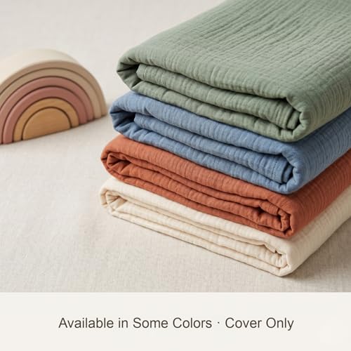 Image of guruixu Muslin Baby Lounger Cover 2 Pack, 100% Cotton Infant Replacement Cover, Soft & Breathable Replacement Slipcover, Compatible with Snuggle Me Lounger (Terracotta,Terracotta Wave)
