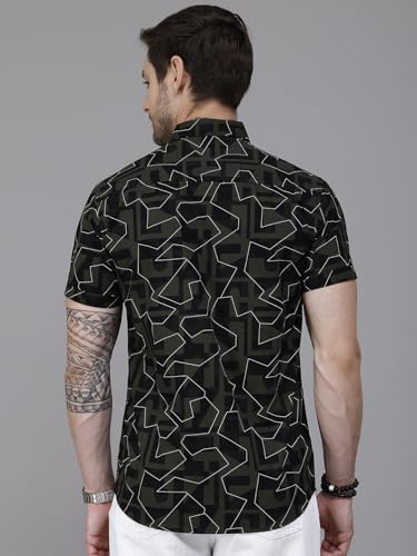 Image of Majestic Man Slim Fit Floral Printed Pure Cotton Casual Half Sleeve Shirt