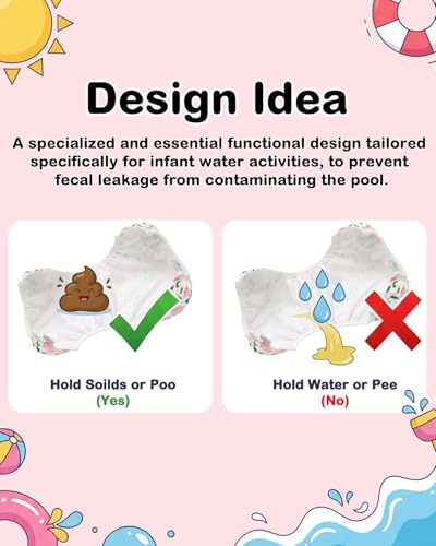 Image of Babygoal Swim Diapers 3 Pack for 8 Months-3 Years Infant and Toddler Girl, Reusable Adjustable Washable for Baby Swimming Lessons 3ZSD42-B