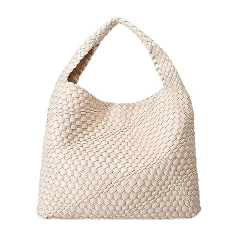 Bolso Tote tejido para mujer, grande, de cuero vegano miniatura 1