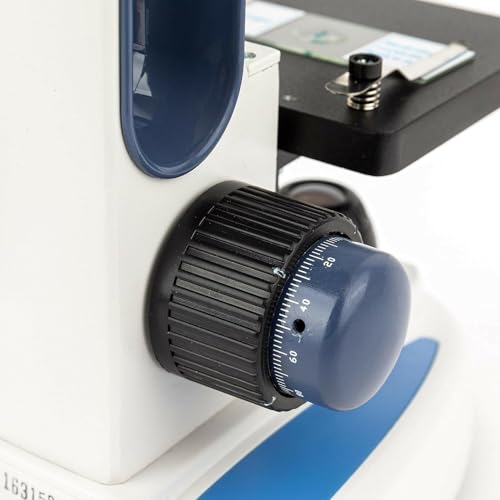 Image of AmScope M158C-2L-E Digital Cordless Compound Monocular Microscope, WF10x and WF25x Eyepieces, 40x-1000x Magnification, Upper and Lower LED Illumination with Rheostat, Brightfield, Single-Lens Condenser, Coaxial Coarse and Fine Focus, Plain Stage, 110V or Battery-Powered, Includes 0.3MP Camera and Software
