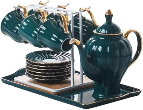 Service à thé en céramique avec tasses et plateau de style moderne