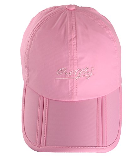 Sumolux Men Women Outdoor Rain Sun Waterproof Quick-Drying Long Brim Collapsible Portable Hat Pink #TOP2