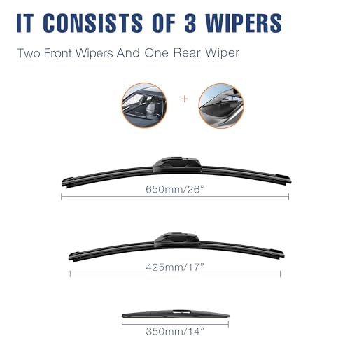 Icexsnow IXS2617-14B-GJ 26 Inch+17 Inch+14 Inch Silicone Windshield Wiper Blades Replacement thumb #1
