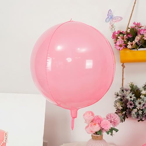 Image of Pastel Pink Round Foil Balloons Birthday Prom Decor 22 Inch 6 Pcs | Baby Pink 4D Helium Ball Balloons for Princess Baby Shower Wedding Anniversary Valentine's Day Party Decoration