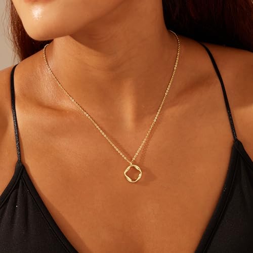 Gold Layered Necklaces for Women,14k Gold Plated Dainty Stackable Choker Necklaces for Women,Trendy Layering Circle Paperclip Chain Pendant Necklace Set Jewelry Gifts for Women - Thumbnail 5
