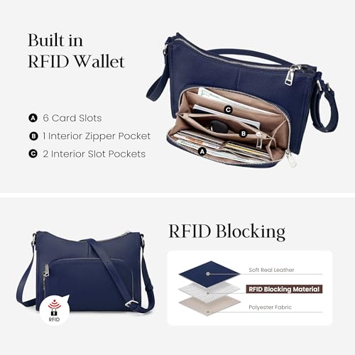 Image of befen Genuine Leather Crossbody Purses for Women, Women's Small Crossbody Shoulder Bag with Built in RFID Wallet