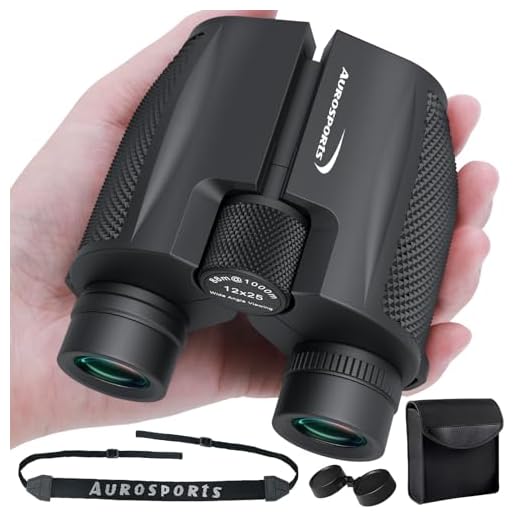 Aurosports 12x25 High Power Compact Binoculars Telescope for Adults Kids with Low Light Night Vision,Lightweight Folding Binocular Gifts for Man for Bird Watching Hiking Travelling Concert Hunting