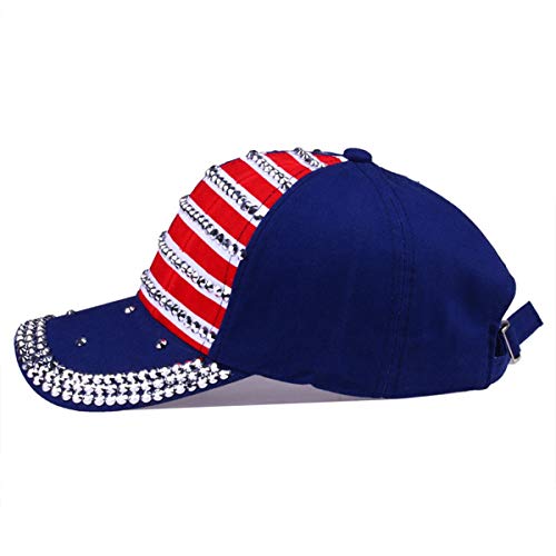 Uphily Bling American Flag Hat,American Flag Baseball Cap For Women (Blue) #TOP2