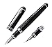 Duke Black Fountain Pen Double-Nibs Iridium Medium and Fude Calligraphy Nib Interchangeable Writing Gift Box Set for Office/Business/Art/Painting