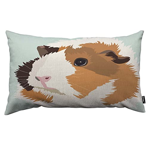 Tks Mitlan Guinea Pig Pillow Covers 12 X 20 Inch Mouse Animal Cute Cartoon Lovely Head Portrait Fluffy Furry Comic Pillows Decorative Throw Pillows Farmhouse Decor For Home Cushion Case #TOP13