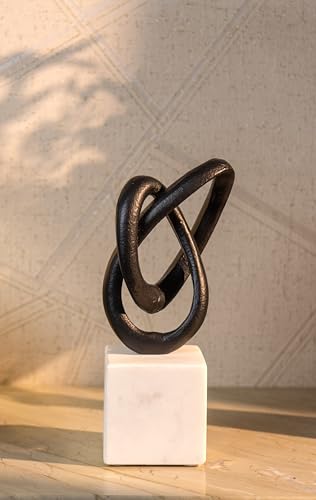 Escultura Entwined Love de aluminio con base de mármol, 13 pulg. miniatura 1