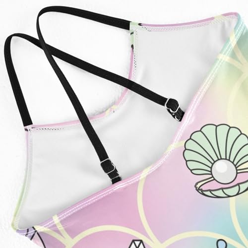 Girls One Piece Swimsuits Cute Narwhal Sport Halter Swimwear Beach Bathing Suit,7-8T4