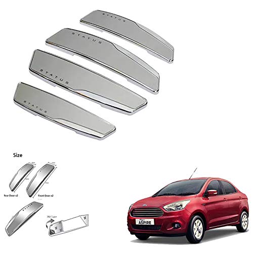 JAINFAM® Status High Gloss Premium Door Edge Guards Set of 4-(Made in Korea) - Silver for Ford Figo Aspire