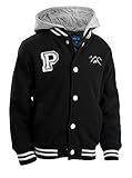 The Polar Club Boys' Fleece Varsity Baseball Jacket with Removable Hood