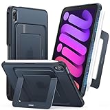 TORRAS for iPad Mini 6 Case, iPad Mini 7 Case A17 Pro, Ultra Stable Stand, Multiple Adjustable Viewing Angles, Slim Protective Kickstand Cover, Translucent iPad Mini 6th Case with Pencil Holder, Black