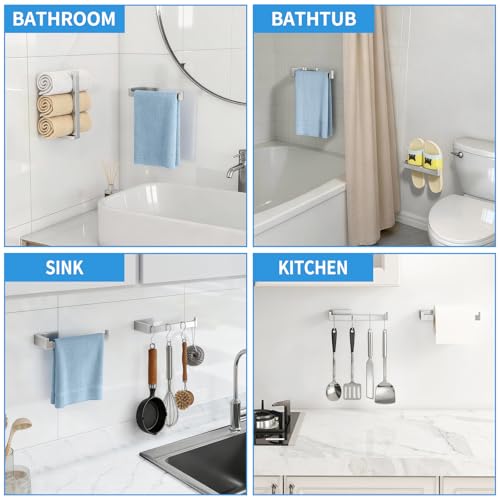 Gypie Hand Towel Holder, 2 Pack Towel Rack Wall Mount Brushed Nickel by Gypie - Used condition - Image 5