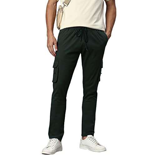 Image of Hubberholme Men's Regular Fit Cotton Trousers, Ankle Length Button & Drawstring Waist Cargo Chinos