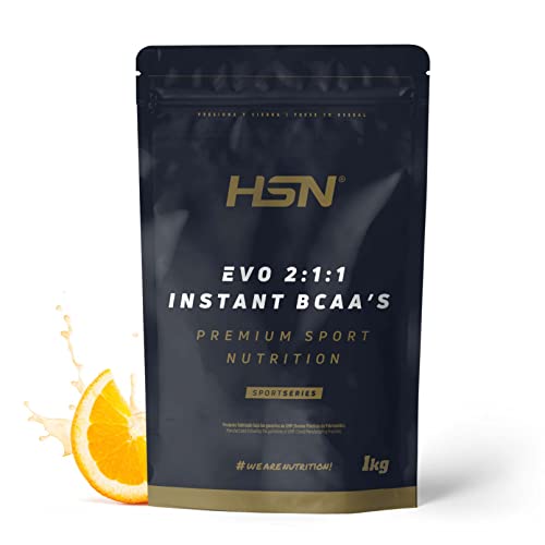 HSN Evo 2:1:1 (BCAA's Instantáneos) en Polvo | Naranja 1Kg = 200 Servicios | Aminoácidos Ramificados (L-Leucina, L-Isoleucina, L-Valina) | No-GMO, Vegano, Sin Gluten