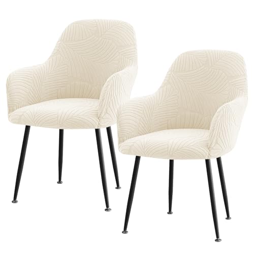 2 pièces de housses de chaise avec design incurvé, lot de 2 housses universelles extensibles en velours stretch avec accoudoirs, housse de chaise amovible et...