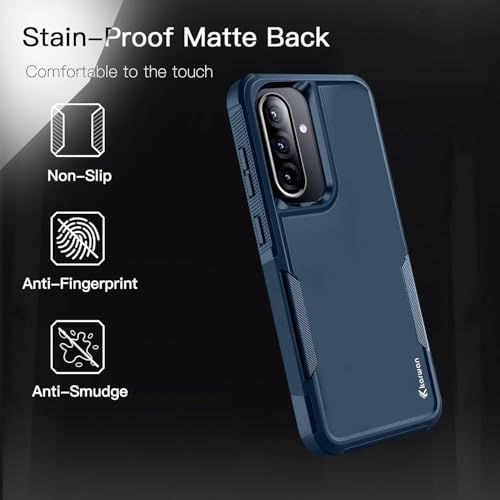 Image of KARWAN Shockproof Back Case Cover Compatible with Samsung Galaxy A36 / A56, Heavy Duty Case with 360 Degree Camera Protection, Dual Layer Rugged Bumper Protection Cover with Matte Finish (Blue)