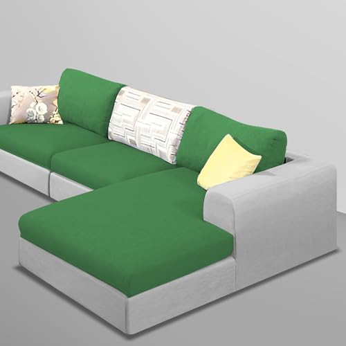 Image of Koza Yellow 4 Seater L Shape Sofa Set for Living Room (Green Grey Fabric) Premium Fabric Sofa