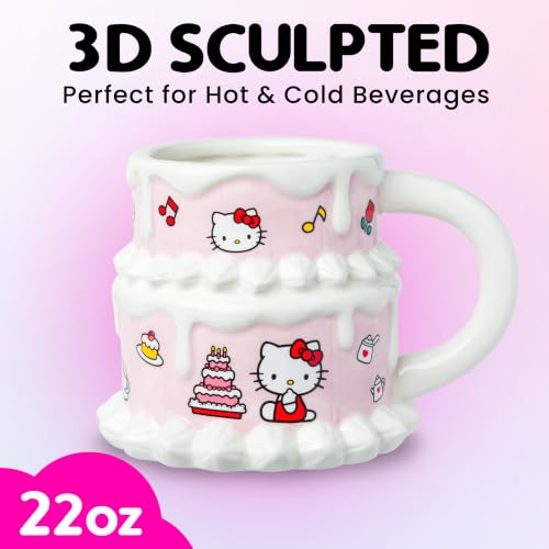 Image of Silver Buffalo Sanrio Hello Kitty Cake Slice, 3D Sculpted Mug, 22oz