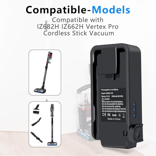 Image of 3500mAh Replacement for XBATR725 Shark Battery，Compaitble with Shark IZ662H,IZ682H,IZ683H,IZ661HC,IZ662HC,IZ631H Vacuun Cleaners 25.2V Shark XBATR725 Replacement Battery