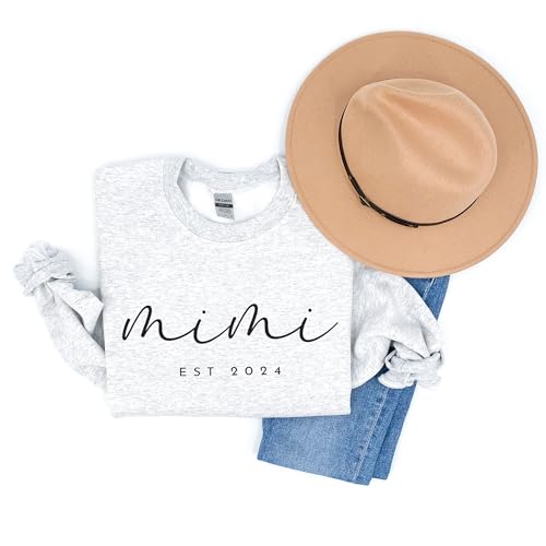 Personalized Mimi Sweatshirt, Custom Gifts For Women, Mimi Est Year Sweater, Mother's Day Shirt, Pregnancy Announcement Gift, Long Sleeve Unisex Crewneck Sweatshirt Sand4