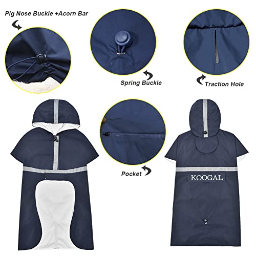 Koogal Pet Large Dog Raincoat Apparel Poncho Waterproof For Medium Large Sized For Dog Raincoat Clothes (Navy Blue, 4Xl) #TOP3