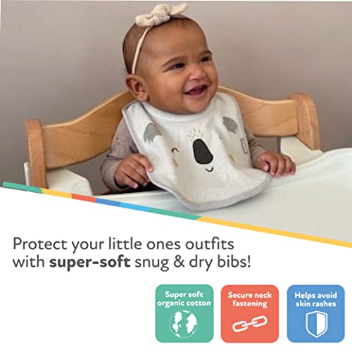 Nuby Snug and Dry Bibs Organic Cotton Machine Washable Padded Neckline 048526999460, One Size, (Pack of 4) - Image 2