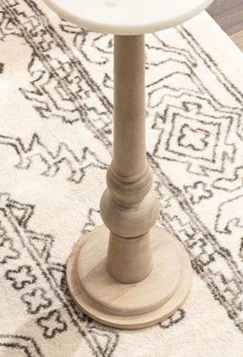 image for Kate and Laurel Wegner Transitional Wood and Marble Round Drink Table,