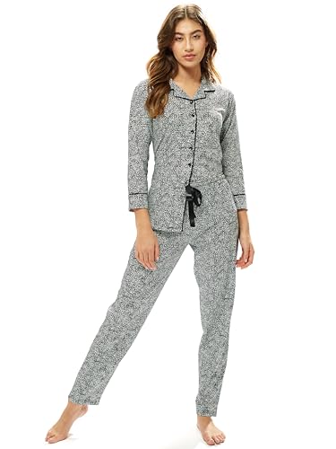 Image of LOTIK Women's Cotton Geomatric Printed Shirt & Payjama Nightsuit Set