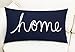 EURASIA DECOR Home Sentiment Embroidered Decorative Lumbar Pillowcase - Housewarming, Living Room, Couch, Bedroom - 14x24 Inches, Navy Blue