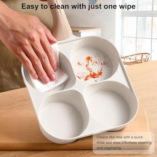 YAGVIZ Aluminum,Stainless Steel,Ceramic Four-Cup Fried Egg Pan,Medical Stone Non-Stick Frying Pan for Breakfast,Divided Egg Omelet Pans Suitable... - Image 6